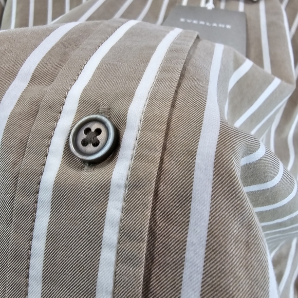 Everlane Shirt Womens Small Brown Button Up Woven Pajama Silky Cotton Cr… - Picture 10 of 13